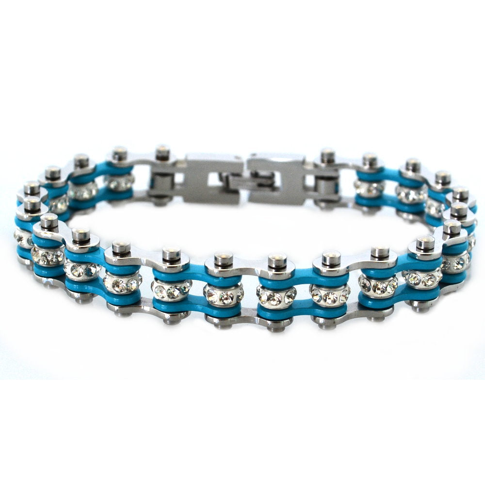 SK2004 Mini Size Two Tone Silver Turquoise With White