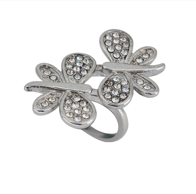 SK2504 Ladies Butterfly Stone Ring Stainless Steel Motorcycle Jewelry Size 6-10