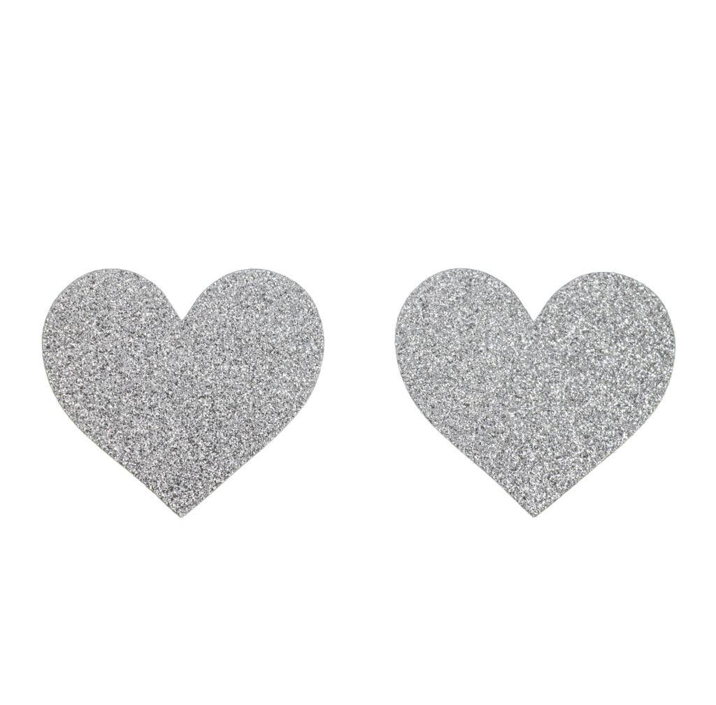 1268-Heart Glitter Pasties: Black