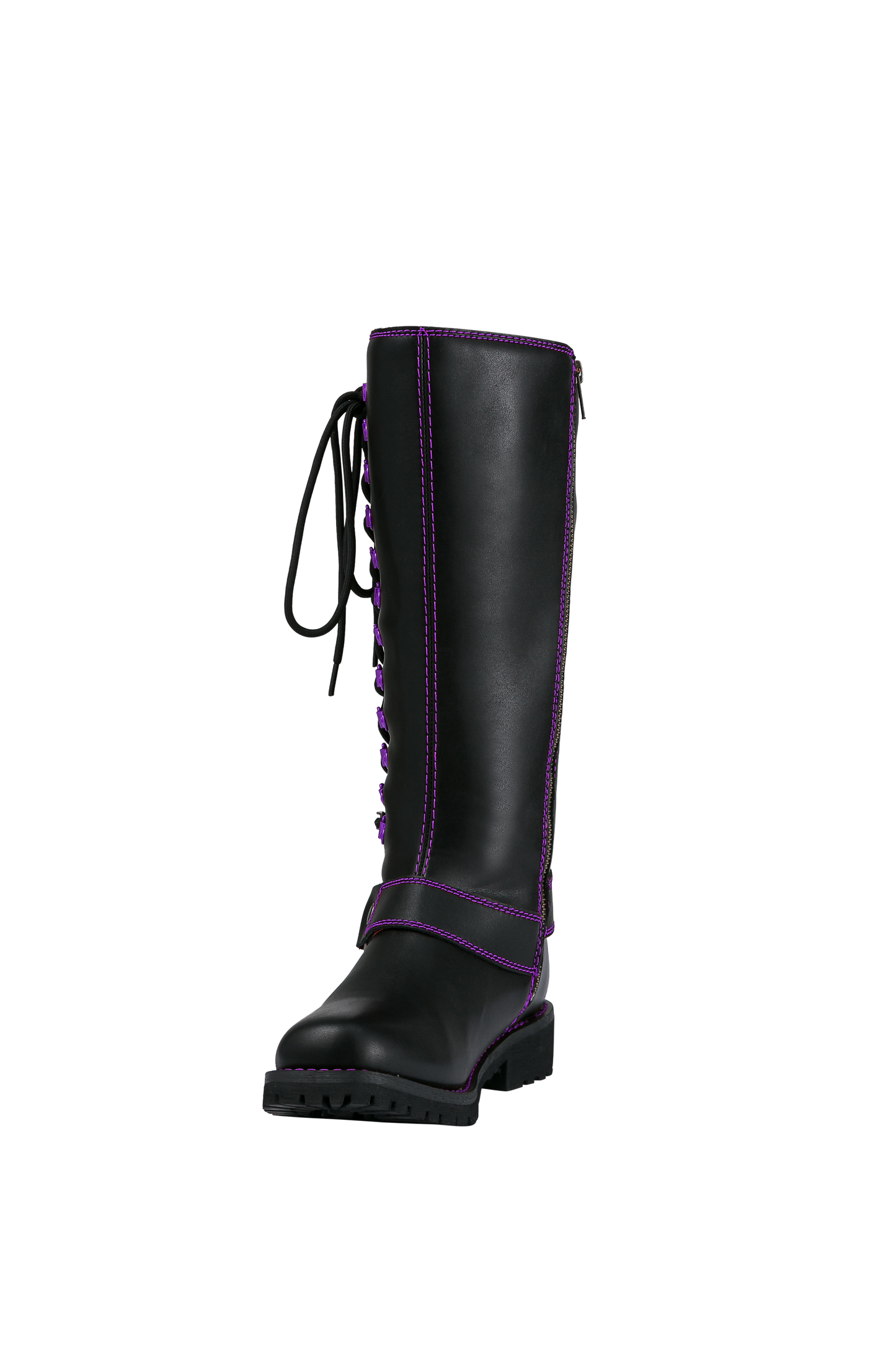 Dream Apparel® Women Biker Long Boots with Purple Laces