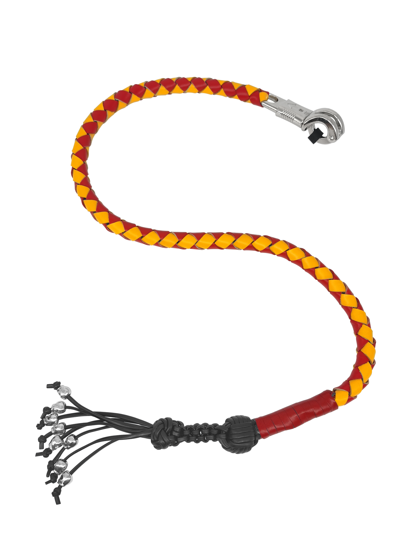 Dream Apparel Get Back Whip Yellow/Red with Monkey Fist & Skulls 42" Long