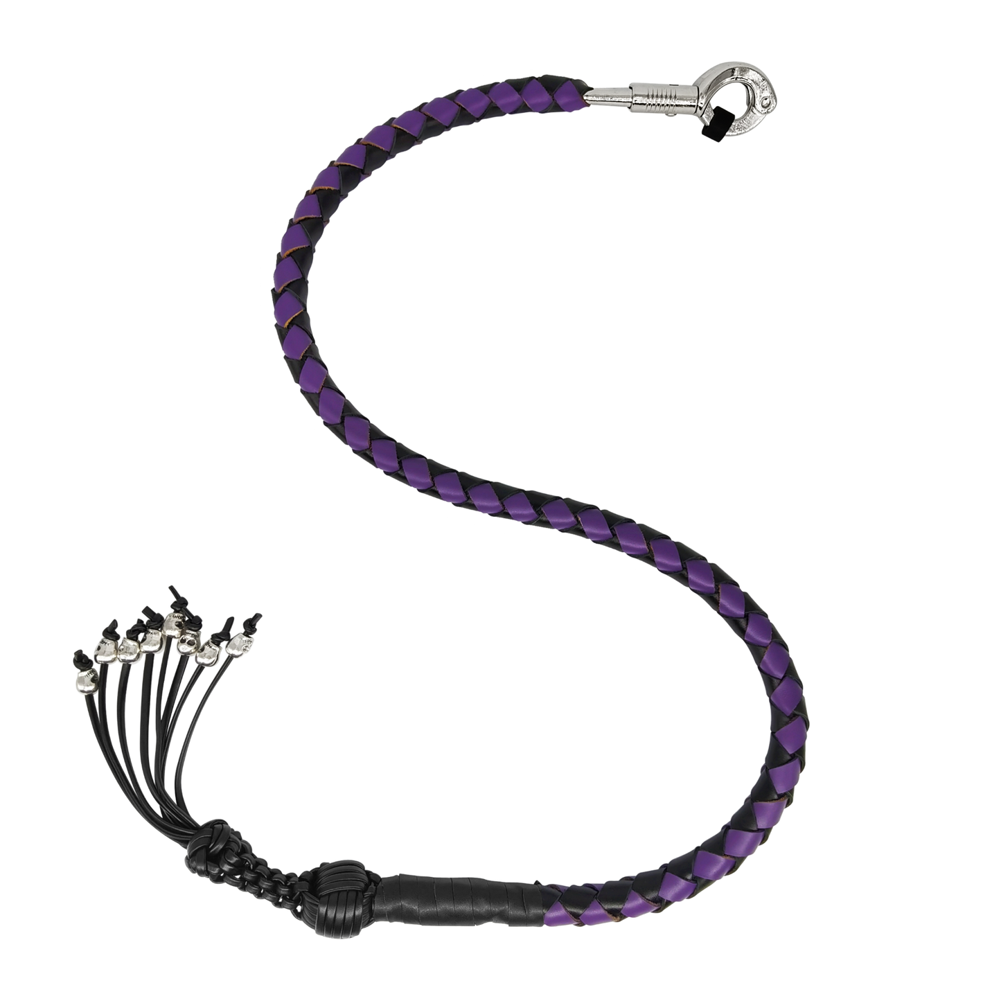Get Back Whip Black/Purple with Monkey Fist & Skulls 42" Long