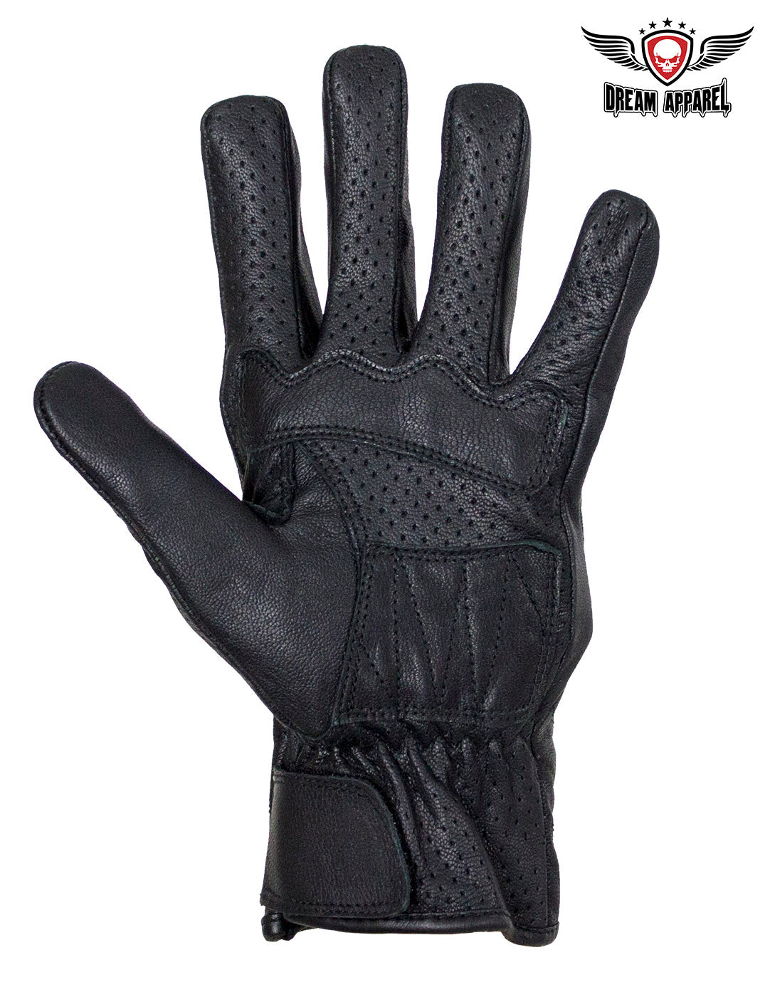 Dream Apparel Men's Black Genuine Leather Racing Gloves