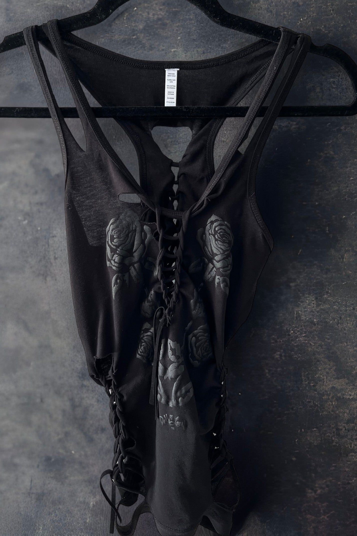 Gothic Rose Blackout Festival Slashed Tank Top