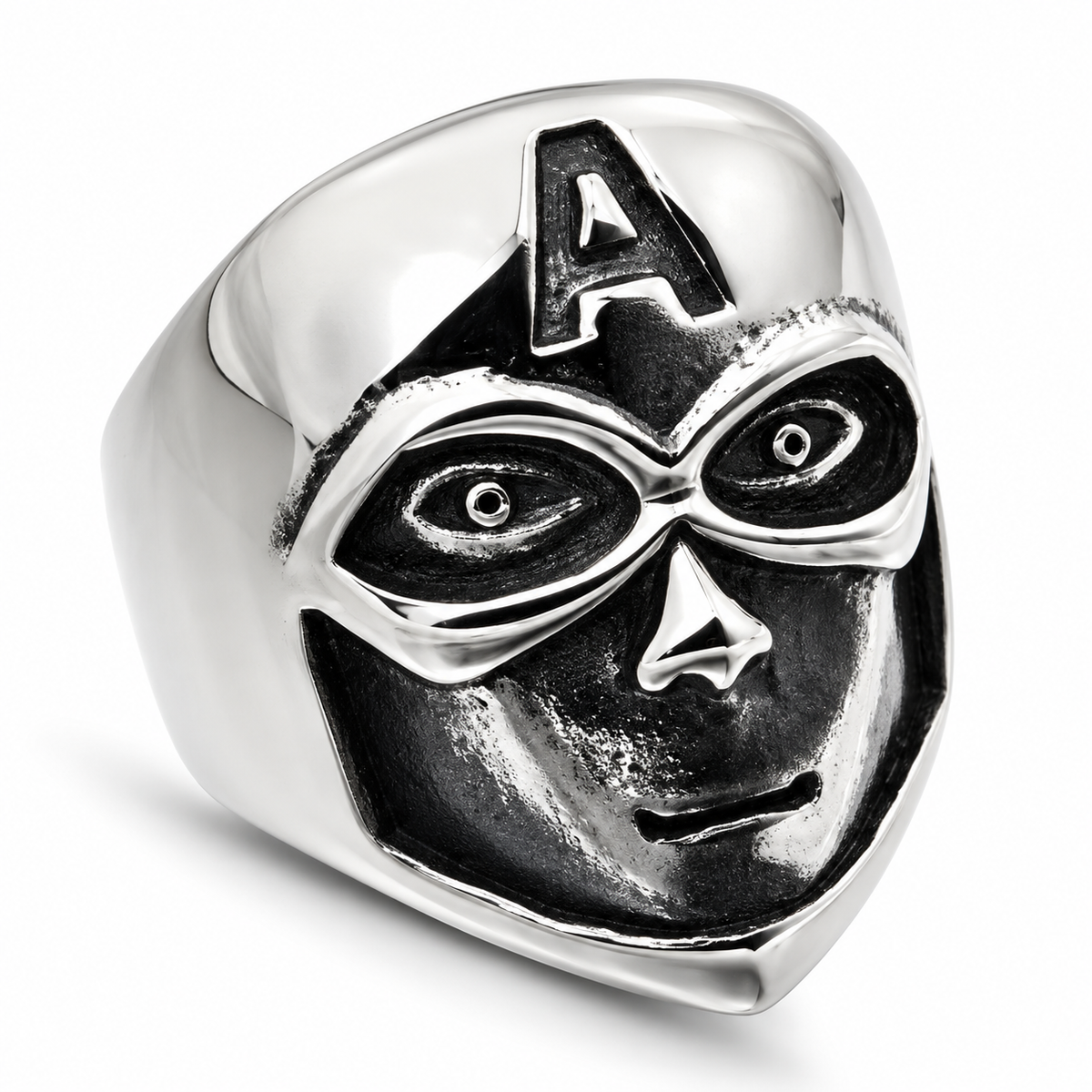 R133 Stainless Steel Hero Skull Biker Ring