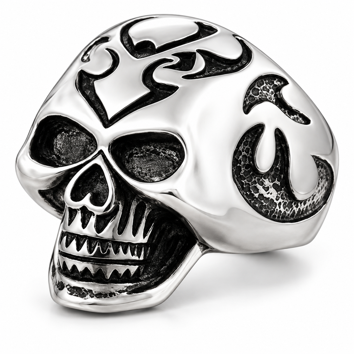 R137 Stainless Steel Big Head Skull Biker Ring