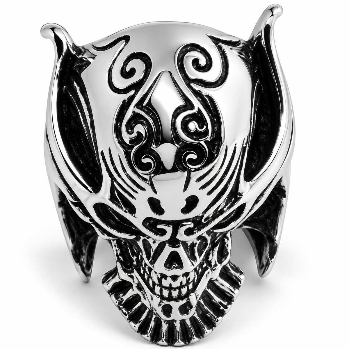 R175 Stainless Steel Lion Mask Biker Ring