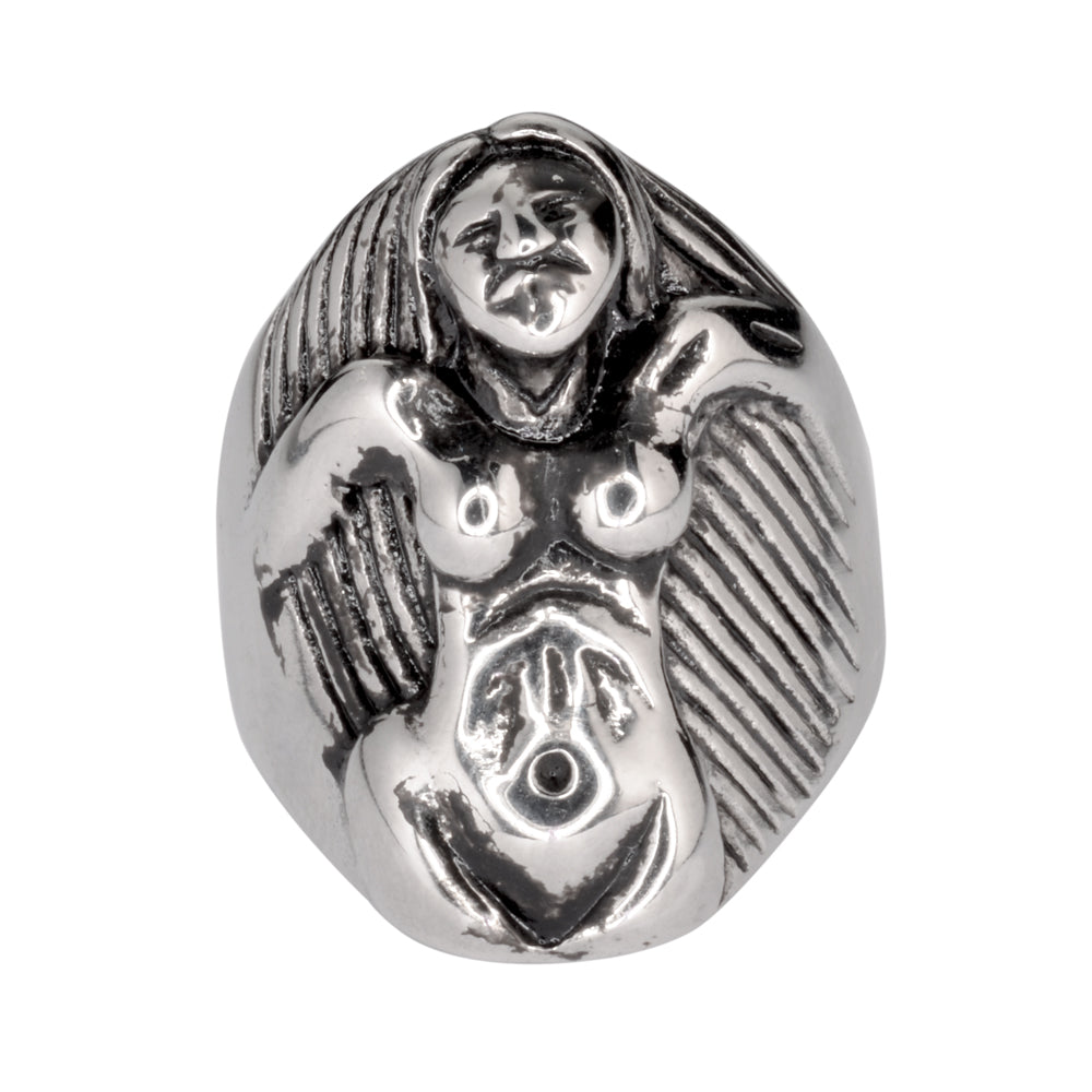SK1020 Naked Lady With Long Hair Stainless Steel Motorcycle Jewelry Size 9-14