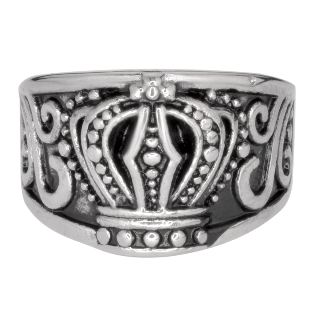 SK1081 Ladies Royal Crown Ring Stainless Steel Motorcycle Jewelry Sizes 6-10