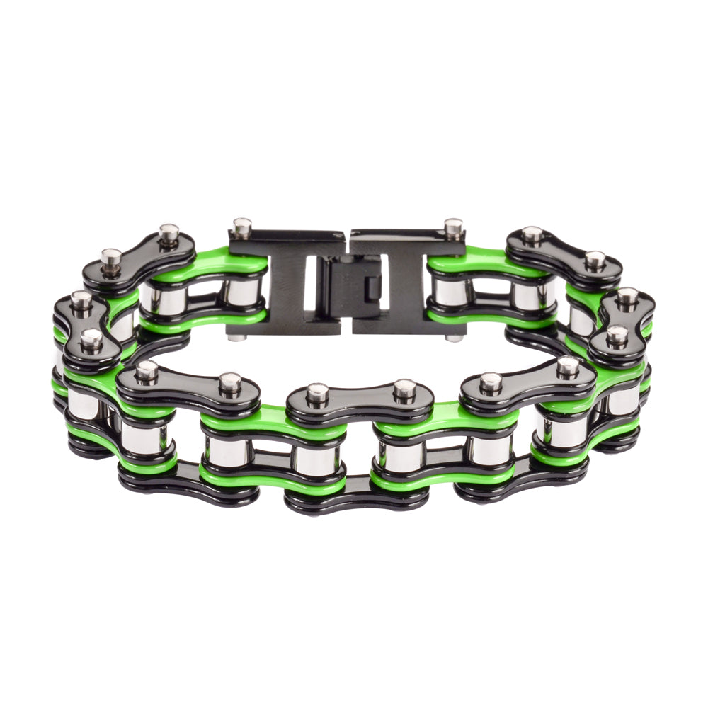 SK1133 Black Green Silver 3/4" Wide Double Link