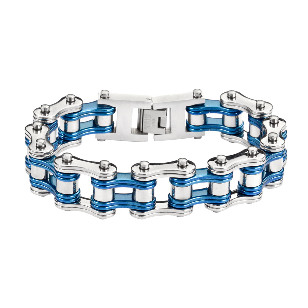 SK1240 Two Tone Silver Candy Blue Bracelet
