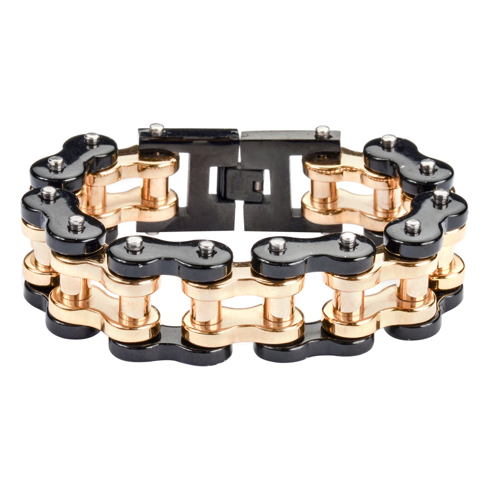 SK1257 Black Gold Thick Link Bracelet
