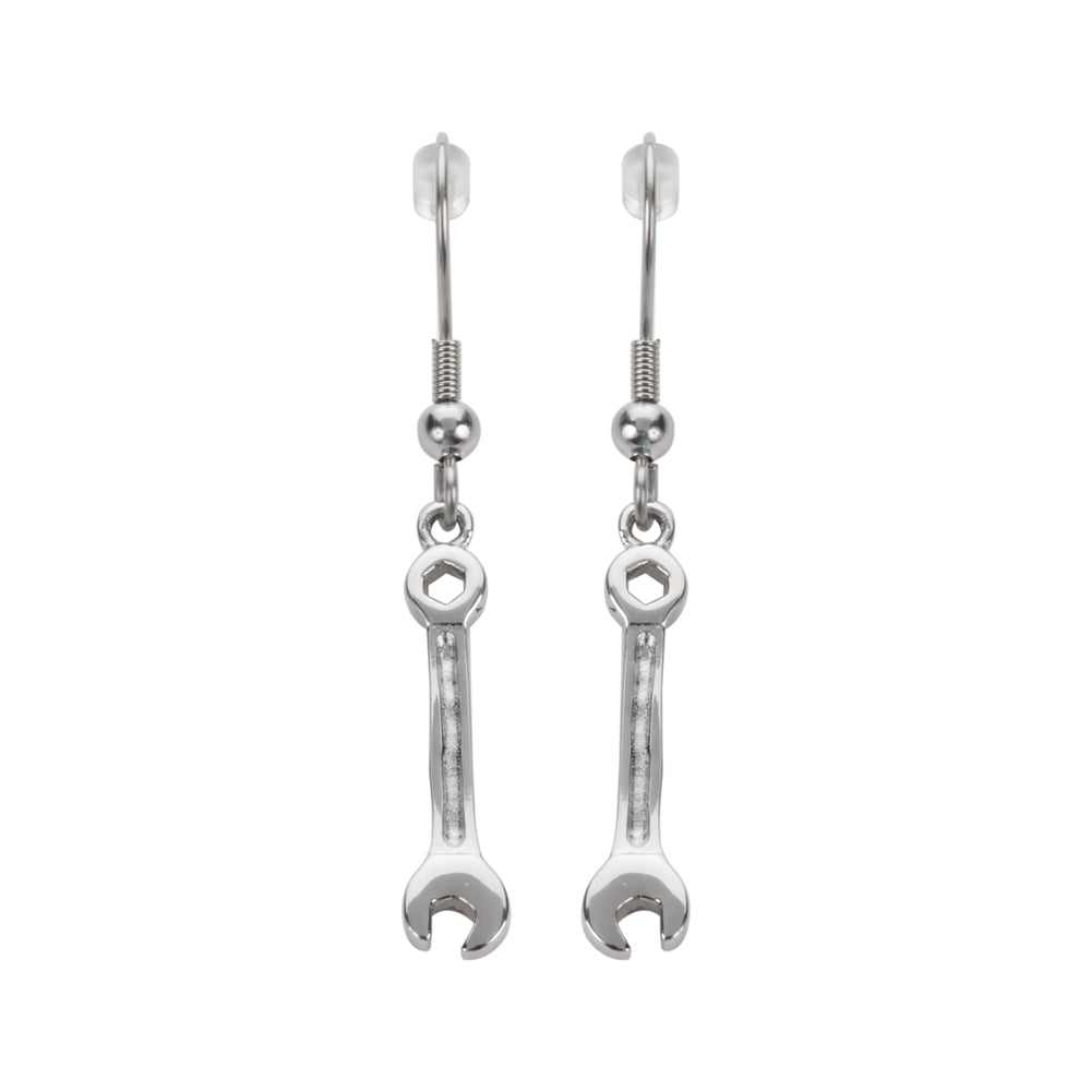 SK1470 Wrench Earrings French Wire Stainless Steel Motorcycle Biker Jewelry