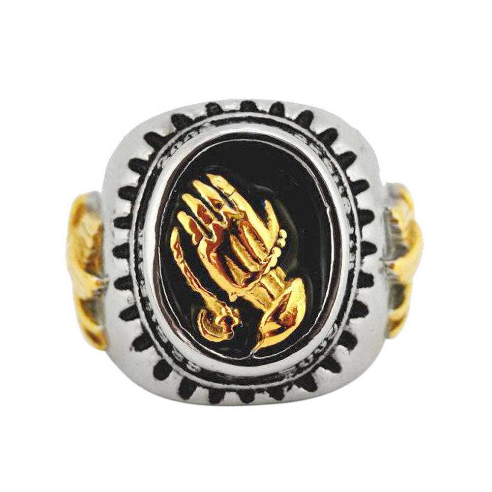 Men’s Praying Hands Ring – Stainless Steel Christian Faith Ring