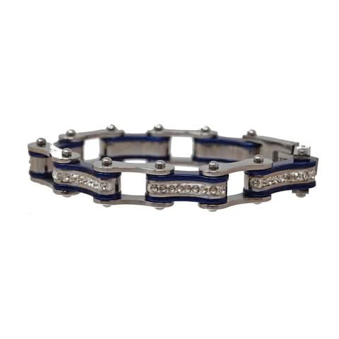 VJ1115 Two Tone Silver/Candy Blue W/White Crystal Centers - view 2