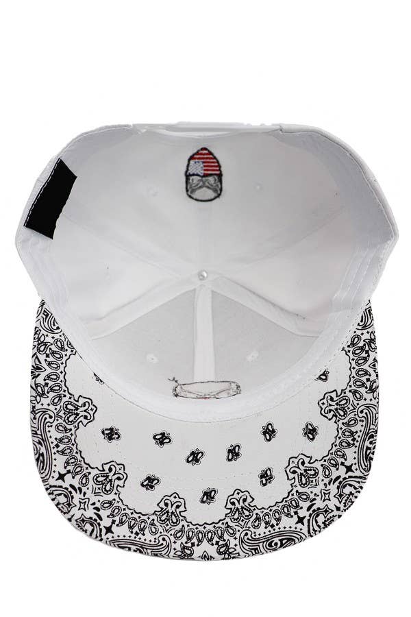 American Flag Skull Snapback: White