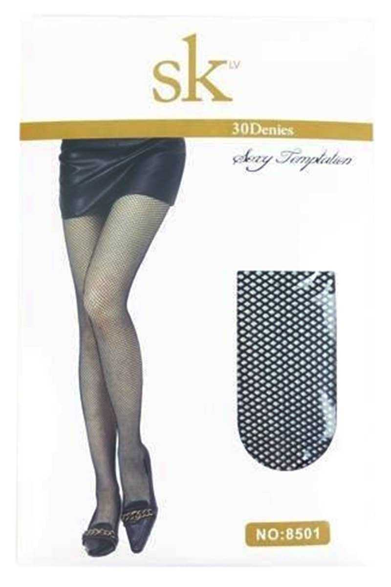 High Rise French Cut Fishnet Sheer Tight Pantyhose: Black