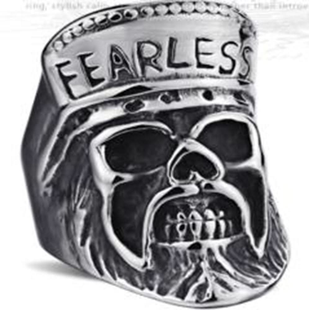 R11 Stainless Steel Fearless Skull Biker Ring