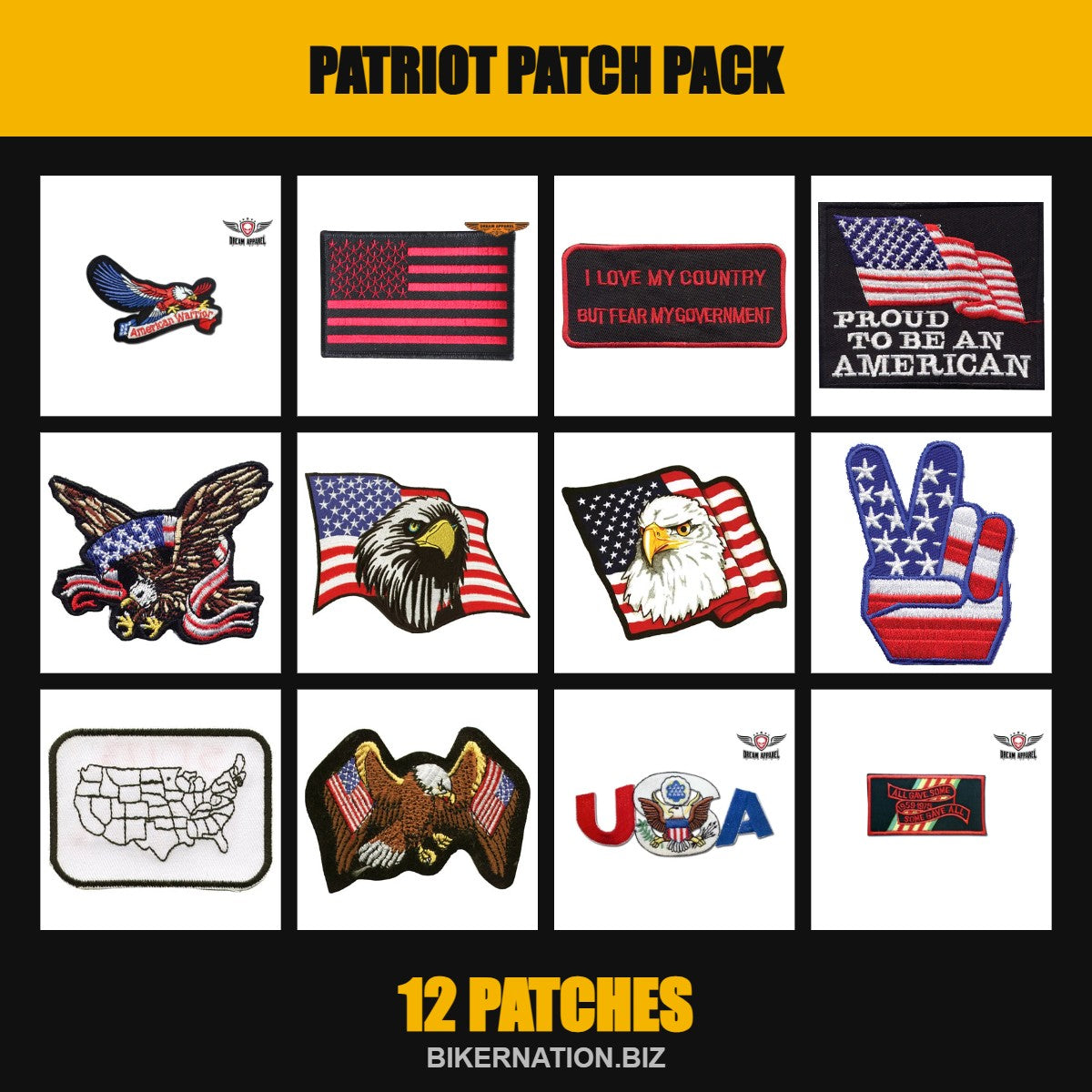 Patriot Patch Pack – 12 Patches