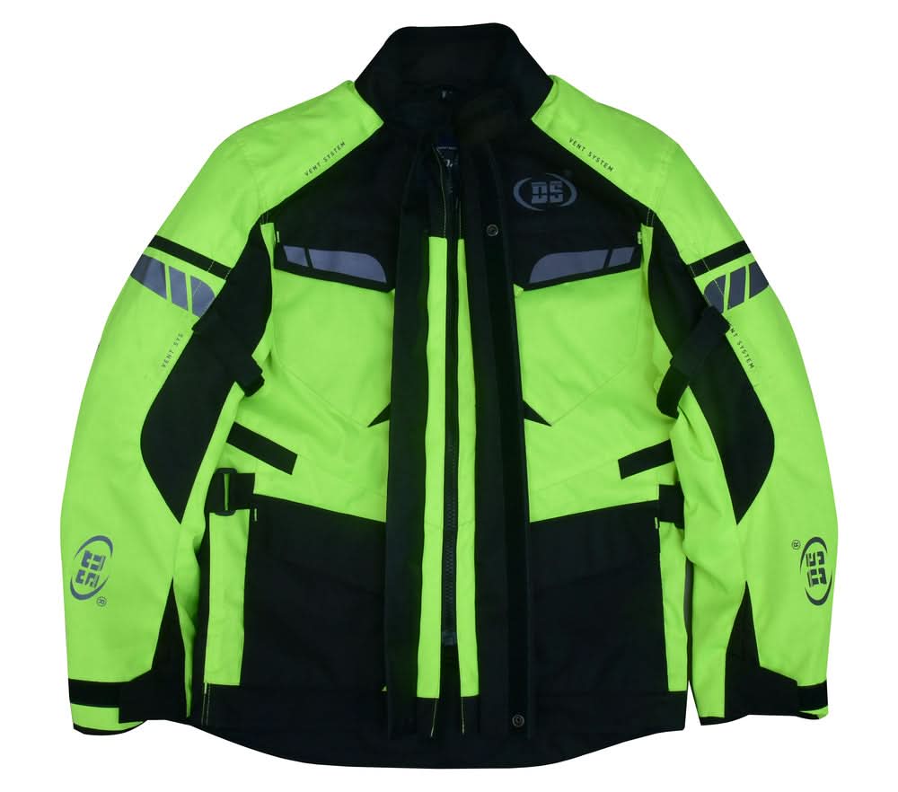4-Season Hi-Vis Mens Textile Motorycyle Jacket Waterproof & Ventilated