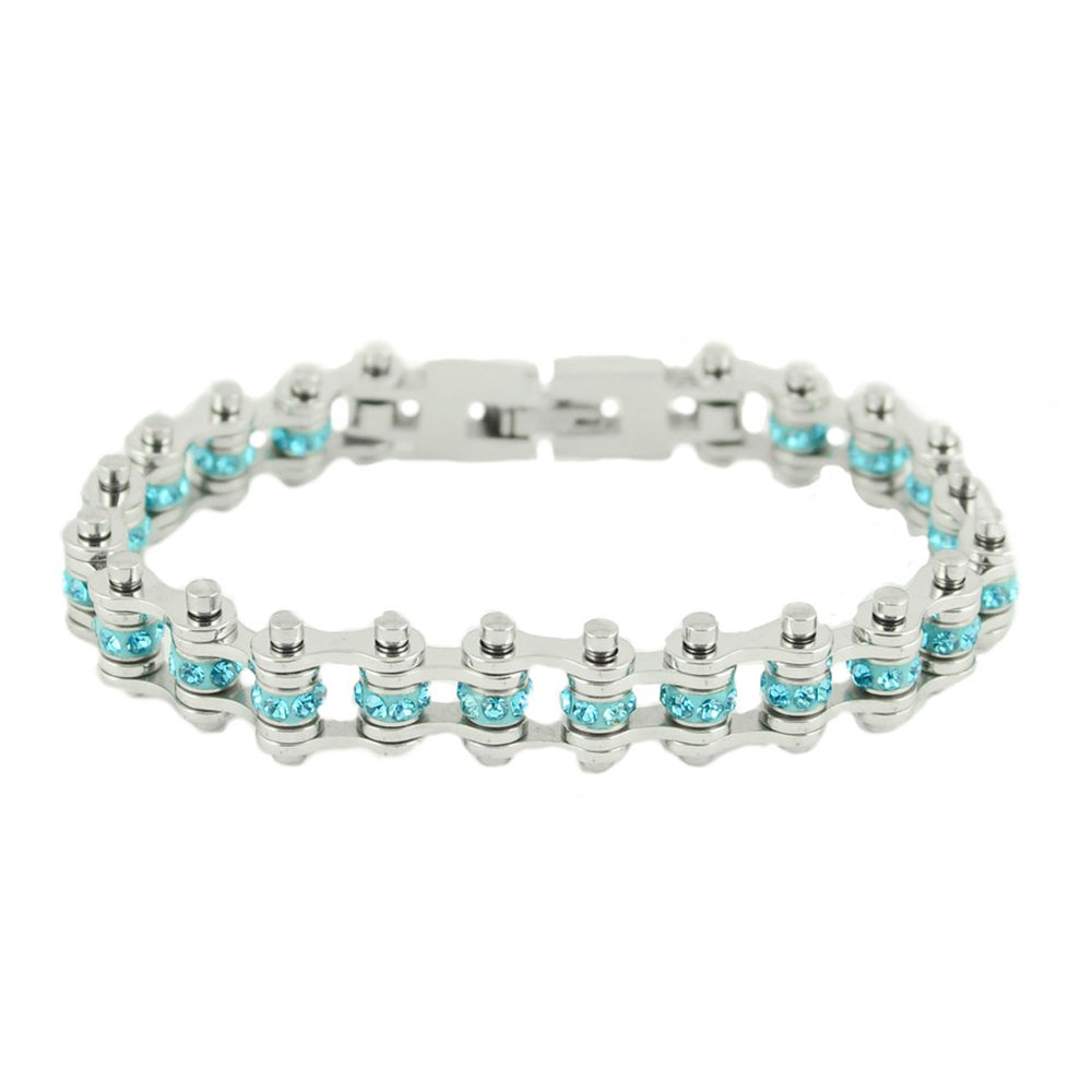 SK2211 March Aquamarine Crystal Centers Bracelet