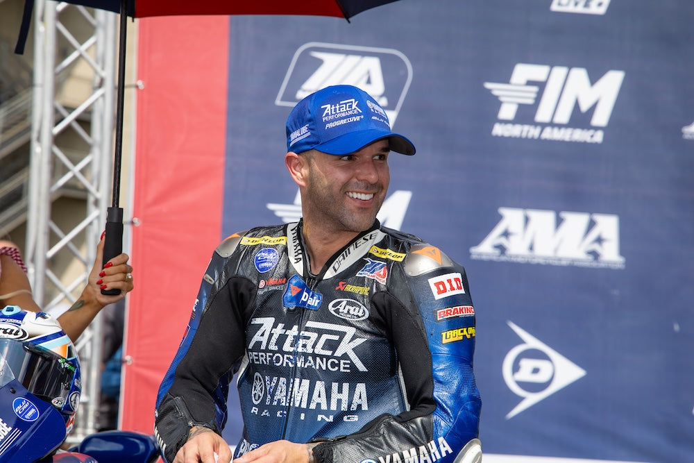 Bobby Fong in his Attack Performance Yamaha leathers