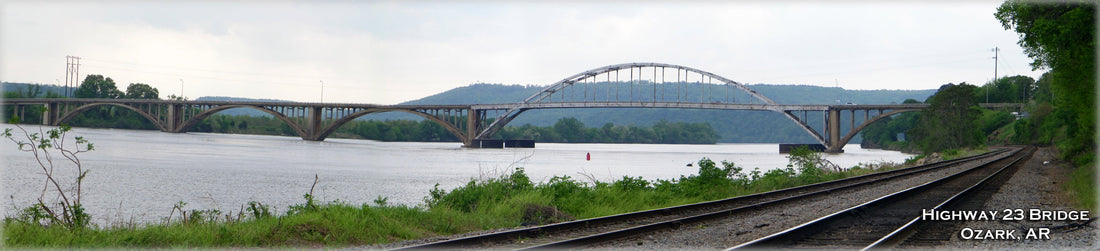 Highway 23 bridge over the Arkansas River in Ozark Arkansas, the approach to Pig Trail Scenic Byway