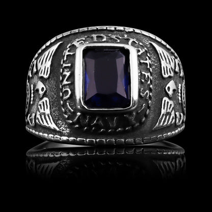 United States Military Blue Stone Women's Navy Ring