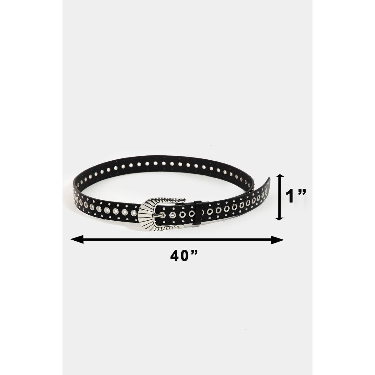 Metallic Stud And Grommet Faux Leather Belt: WH