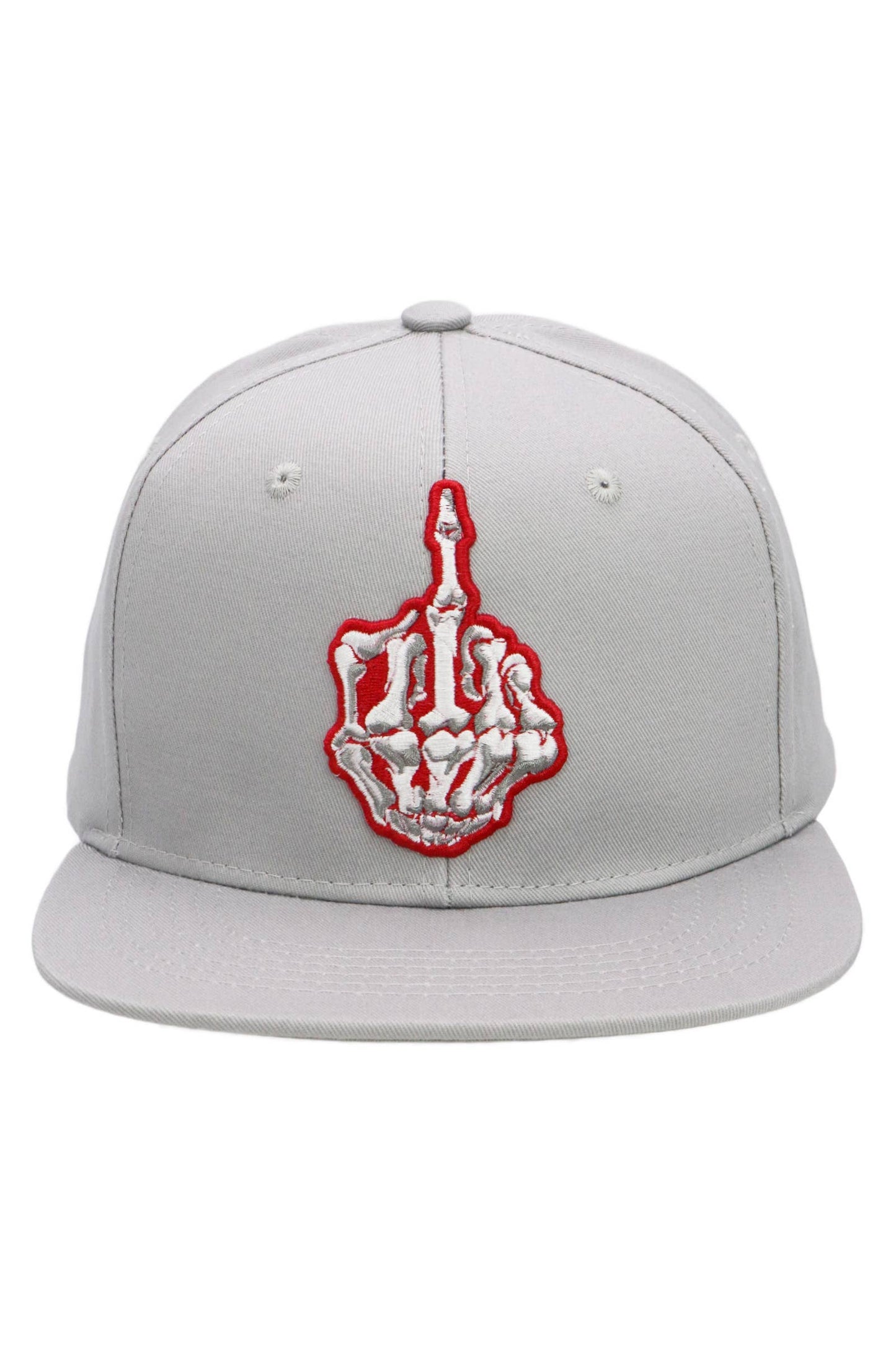 Middle Finger Up Skeleton Cotton Snapback: WHITE/BLACK / ONE SIZE