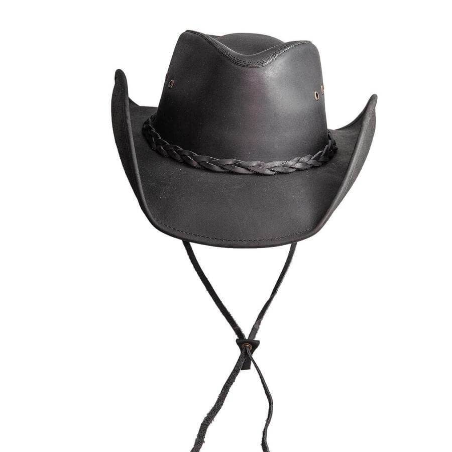 Genuine Leather Western Hat - Style Hollywood: Black / LG