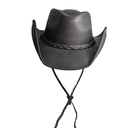 Genuine Leather Western Hat - Style Hollywood: Black / LG