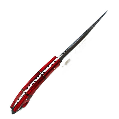 The Cardinal  - Ring Handle Utility Knife - Damascus Steel