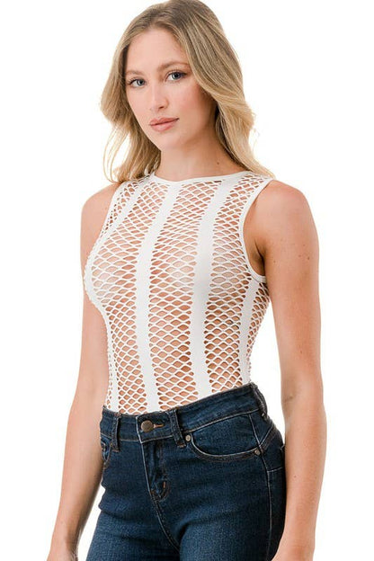 BST18 FISHNET BODYSUITS: Black
