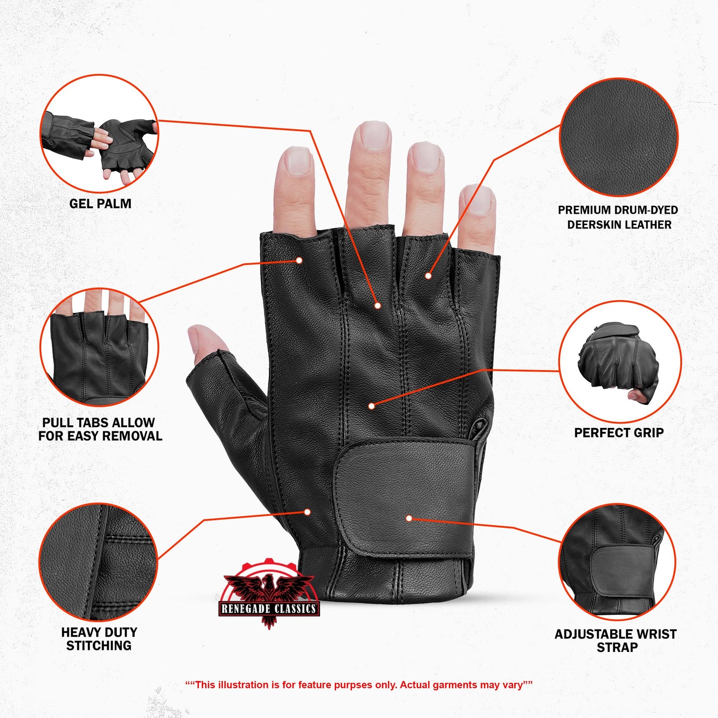 Men's Tough Deer Skin Fingerless Glove
