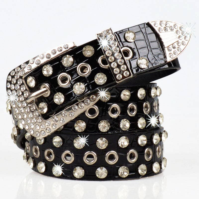 Fashion Shiny Rhinestone Women's Belt: Red / One Size