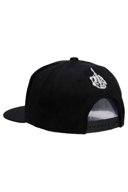 Middle Finger Up Skeleton Cotton Snapback: GRAY/BLACK / ONE SIZE