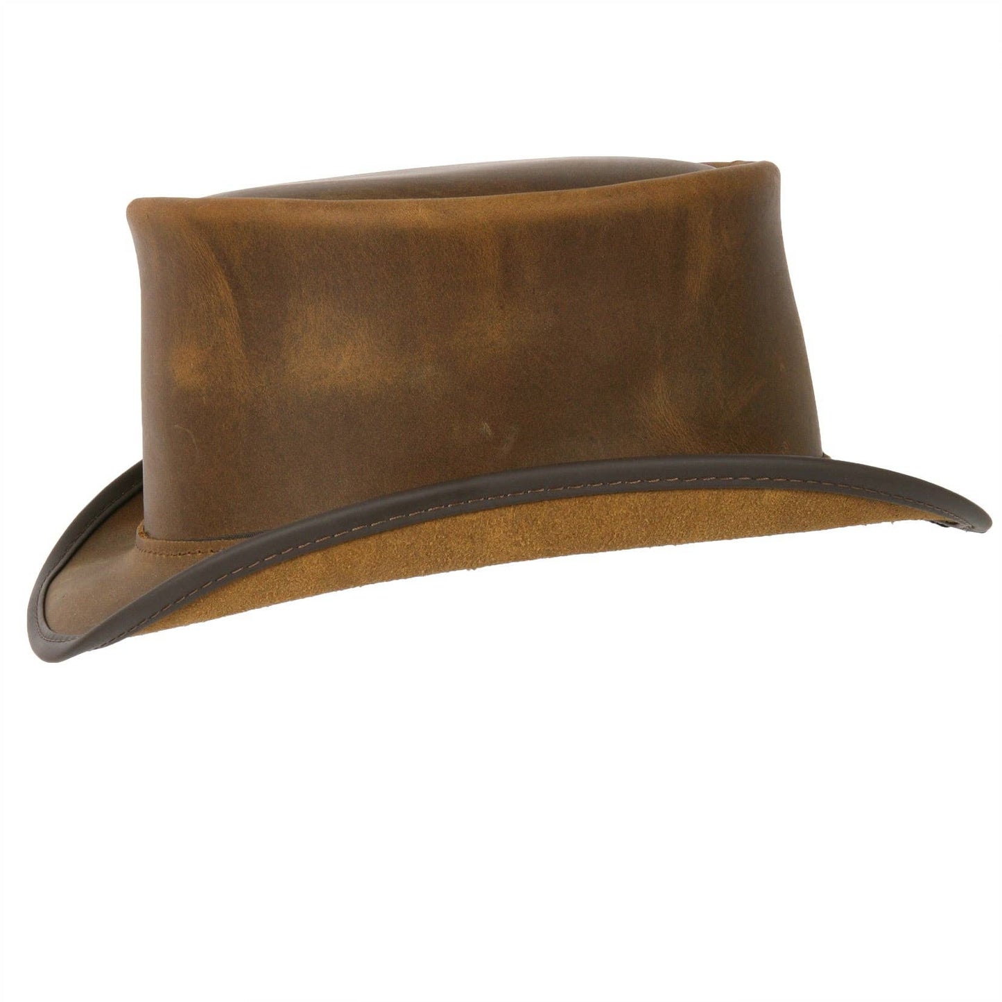 Genuine Leather Top Hat - Style Marlow Unbanded: Burnt Honey / XL