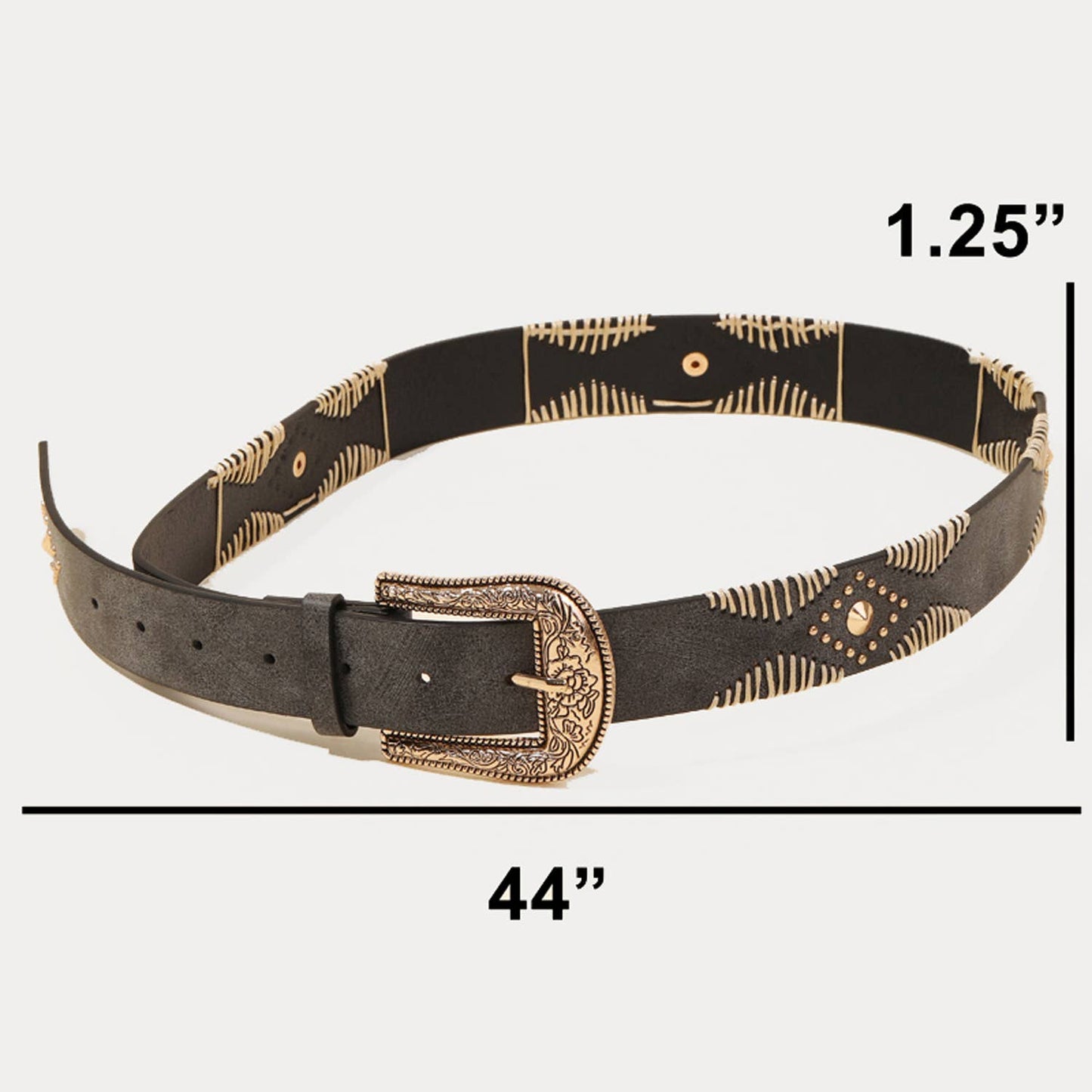 Western Floral Etched Buckle Belt: SBK