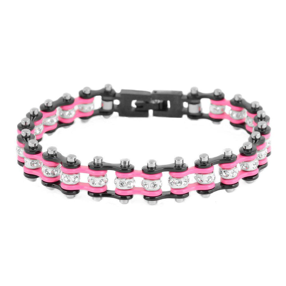 SK2097  Mini Size Two Tone Black Pink With White Crystal