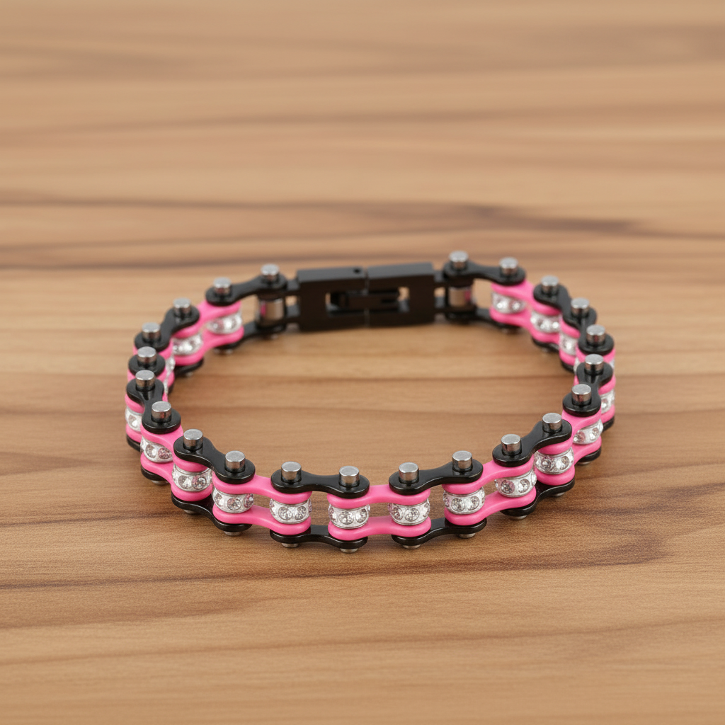 SK2097  Mini Size Two Tone Black Pink With White Crystal