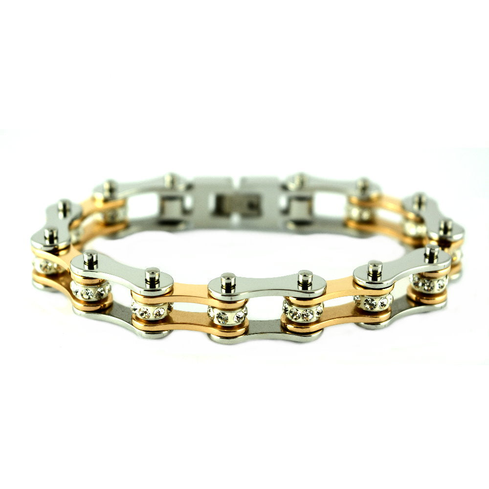 SK1852 Wide Silver Rose Gold Color With White Crystal