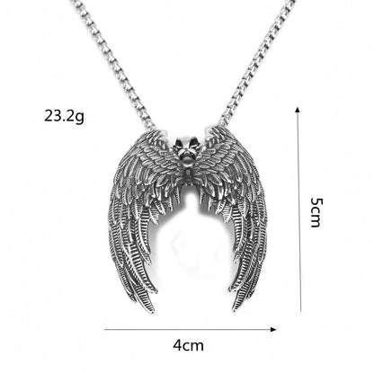 Vintage Angel Wings Stainless Steel Necklace
