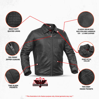 Men's Black Drum Dyed New Zealand Lambskin Jacket