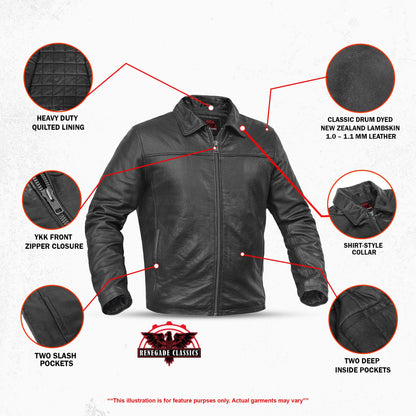 Men's Black Drum Dyed New Zealand Lambskin Jacket