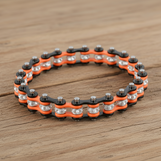SK2012 Two - Tone Black & Orange Crystal Bracelet