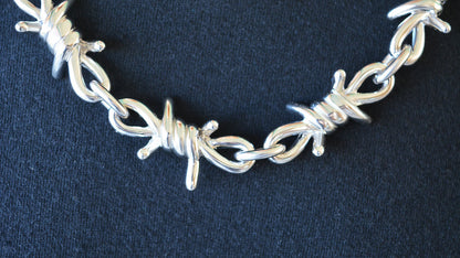 SK2037 Men's Necklace 26" 15 MM Wide Stainless Steel Barbed Wire Link Design