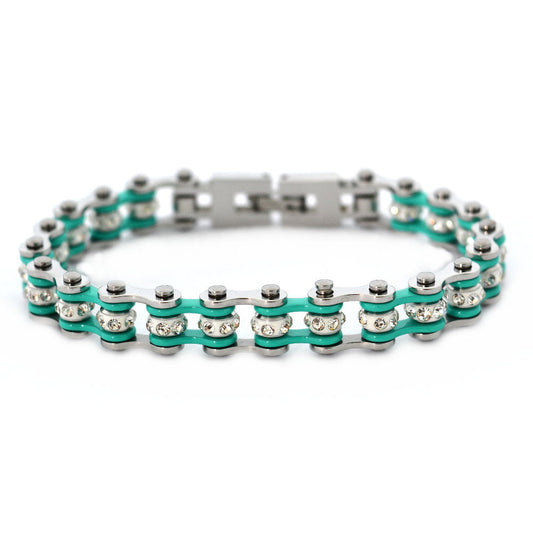 SK2021  Mini Size Two Tone Silver Aquamarine With White