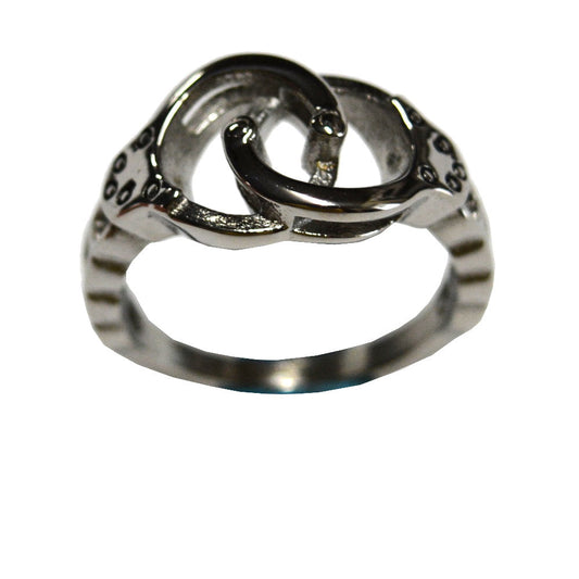 SK2336 Ladies Handcuff Ring Stainless Steel Motorcycle Jewelry Size 6-10