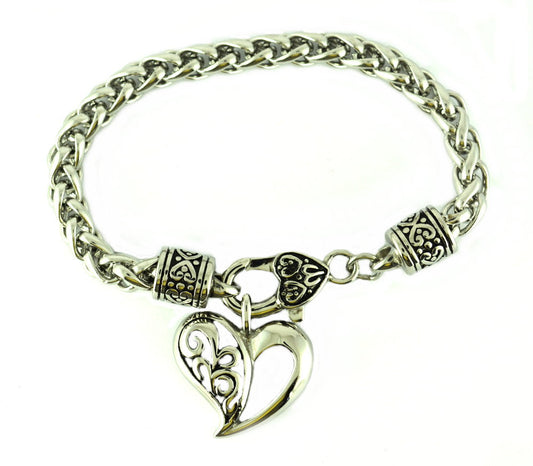 SK2360 Heart Bracelet Stainless Steel Chain 7 Millimeter